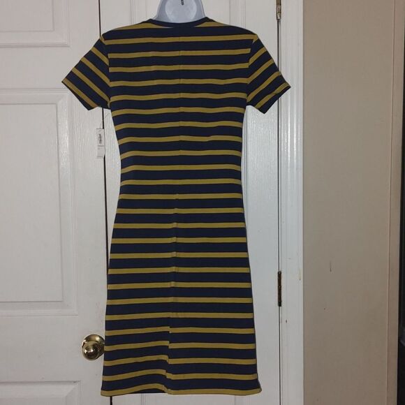 Old Navy navy mustard striped tshirt style dress Sz S NWT - Picture 5 of 6